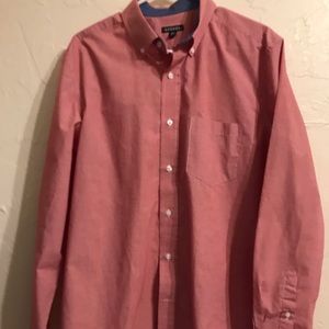 Like New GEORGE Mens dress shirt L Red Gingham Button down collared,Long sleeve